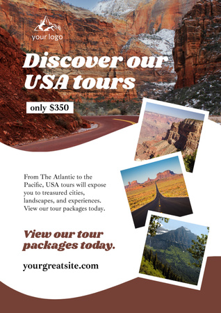 USA Travel Package Offer Poster A3 Design Template
