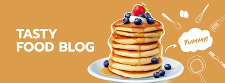 Food Blog Ad with Sweet Pancakes Facebook Video cover Modelo de Design