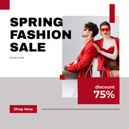 Female and Male Spring Fashion Clothes Sale Instagram Design Template