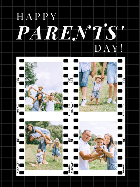 Parents' Day Holiday Greeting with Happy People Poster US – шаблон для дизайну