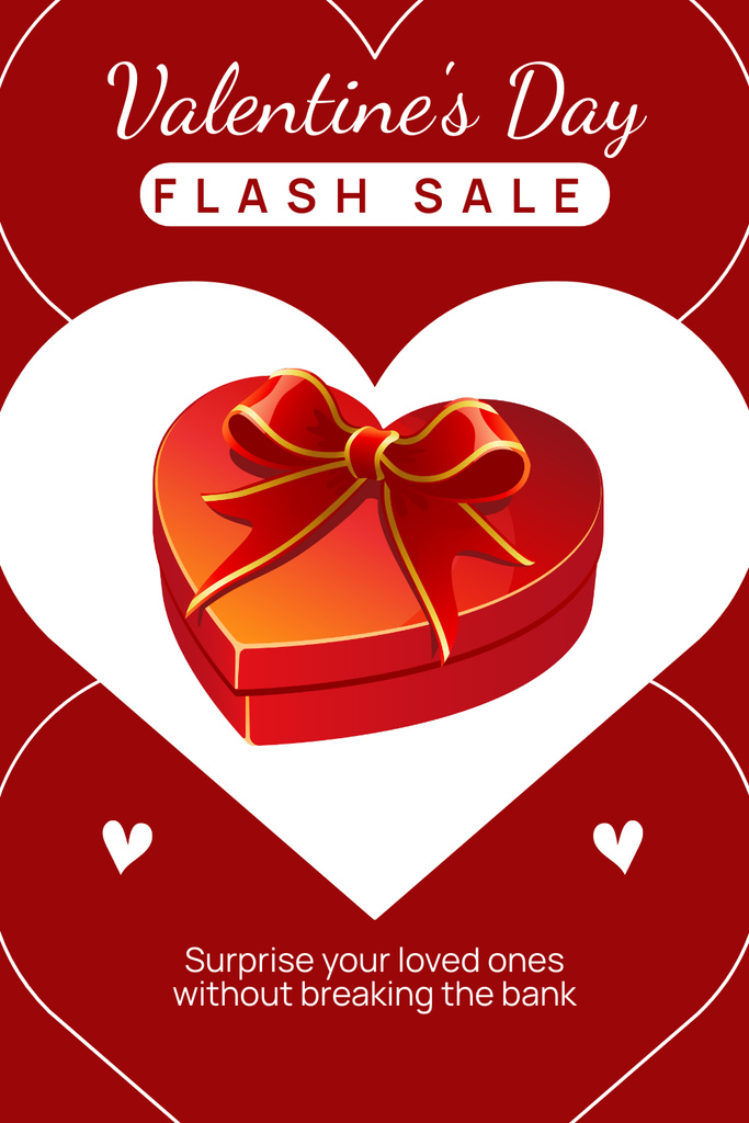 Platilla de diseño Heart Shaped Gift And Flash Sale Due Valentine's Day Announcement Pinterest