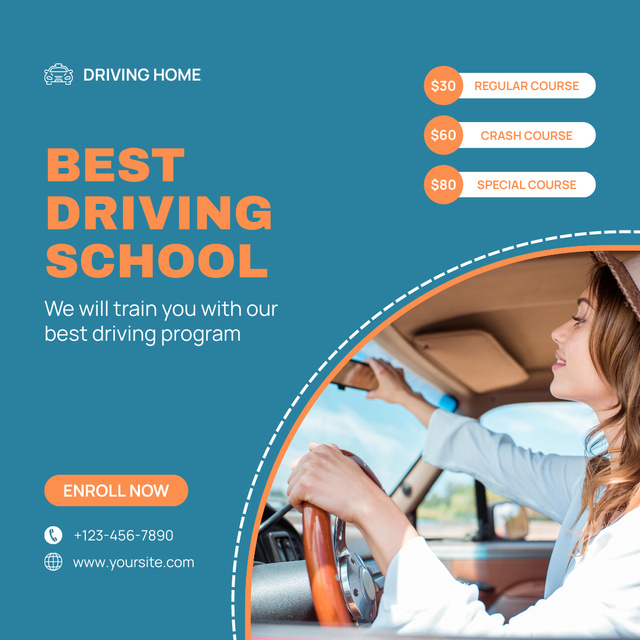 Driving Practice for Cars Drivers Promotion Instagramデザインテンプレート