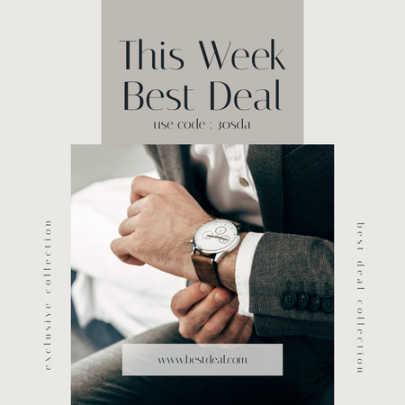 Formal Watch Offer With Promo Code Instagram Design Template