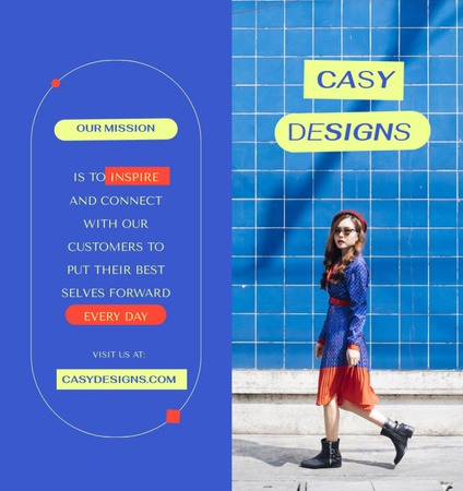 Fashion Ad with Stylish Asian Woman Brochure Din Large Bi-foldデザインテンプレート