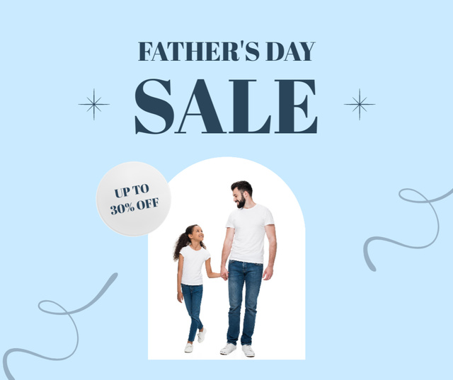 Template di design Happy Father with Daughter on Father's Day And Clothes Sale Offer Facebook