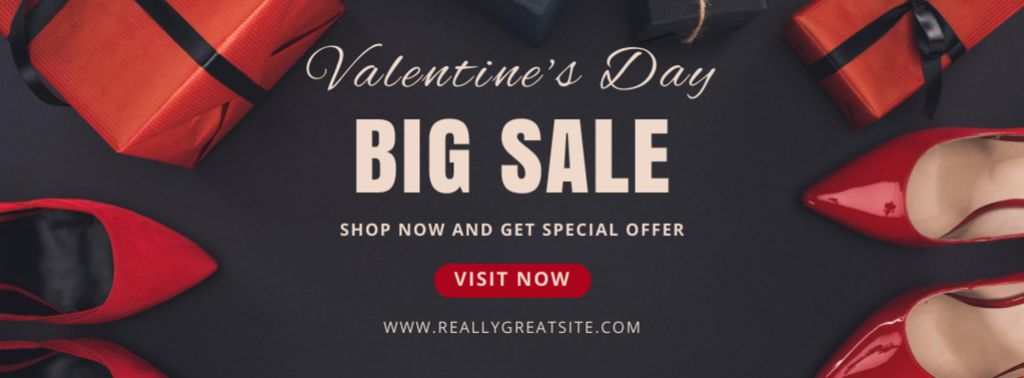 Template di design Big Women's Shoes Sale for Valentine's Day Facebook cover