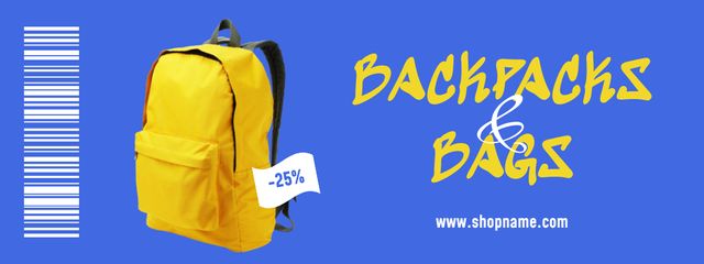 Szablon projektu Travel Bags and Backpacks Sale Offer on Blue Coupon