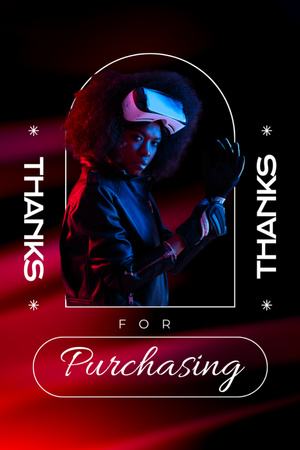 Template di design Futuristic Virtual Reality Eyewear And Gratitude For Purchase Postcard 4x6in Vertical