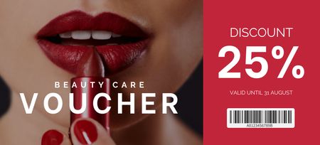 Cosmetics Discount Ad with Red Lipstick Coupon 3.75x8.25in Design Template