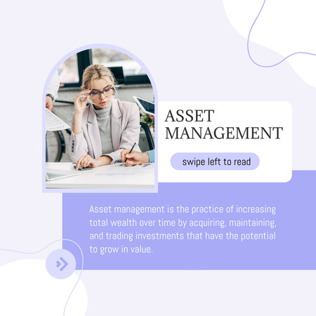 Business Lady with Glasses at the Table Instagram Design Template