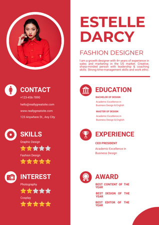 Fashion And Graphic Designer Skills And Experience Resume Design Template
