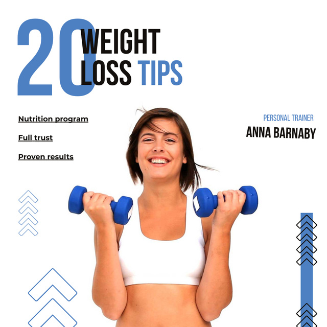 Woman Training with Dumbbells for Weight Loss Animated Post Design Template