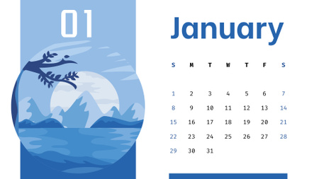 Ілюстрація красивих гірського краєвиду Calendar – шаблон для дизайну