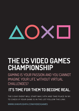 Video Games Championship announcement Invitation Design Template