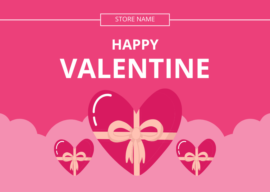 Affectionate Valentine's Salutations with Pink Hearts Gifts Card Πρότυπο σχεδίασης