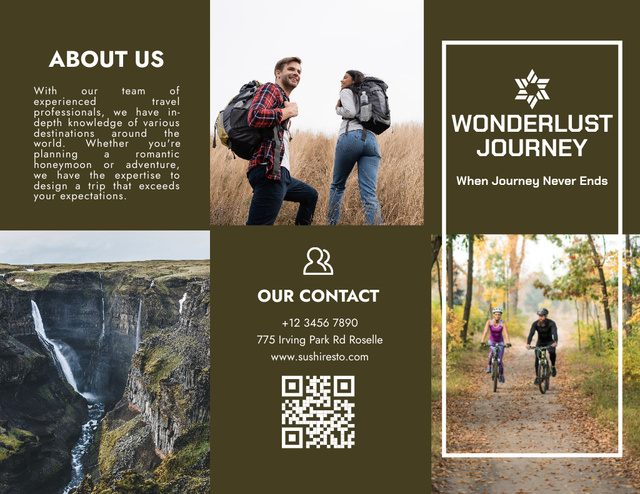 Ontwerpsjabloon van Brochure 8.5x11in van Offer of Hiking Tours with Young Tourists