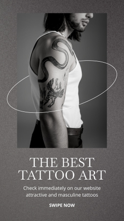 Atraktivní tetování z nabídky umělce Instagram Story Šablona návrhu