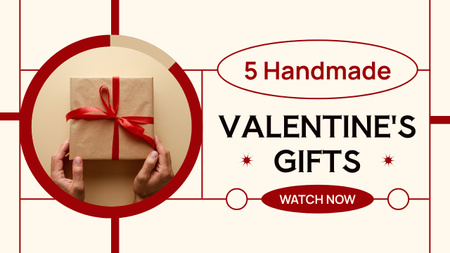 Set Of Handmade Gifts Due Valentine's Youtube Thumbnail Design Template