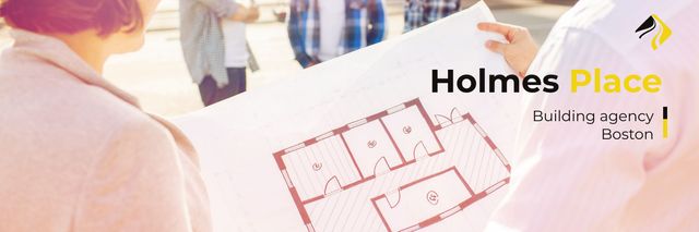 Building Agency with House Drawing Twitter Design Template