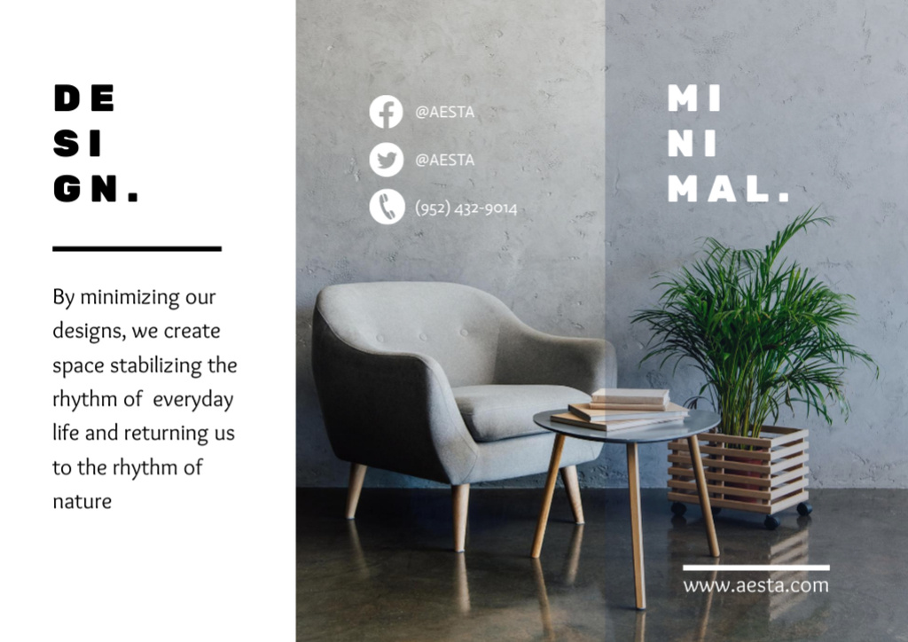 Ontwerpsjabloon van Brochure van Minimalist Home Interior Exclusive Offer