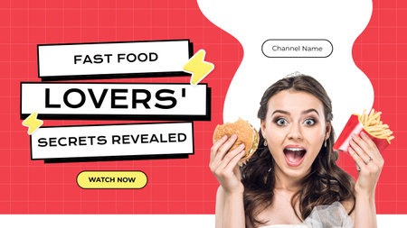 Anúncio de blog com segredos de fast food Youtube Thumbnail Modelo de Design