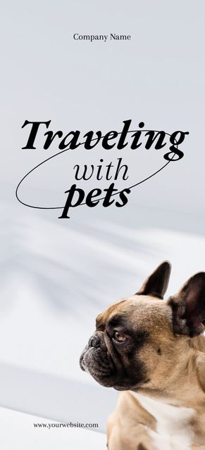 Pet Travel Guide with Cute French Bulldog Flyer 3.75x8.25in Πρότυπο σχεδίασης