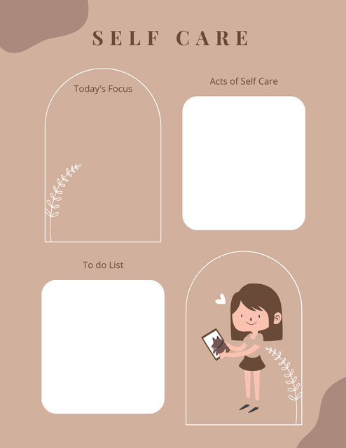 Modèle de visuel Self Care Planner with Woman - Notepad 8.5x11in