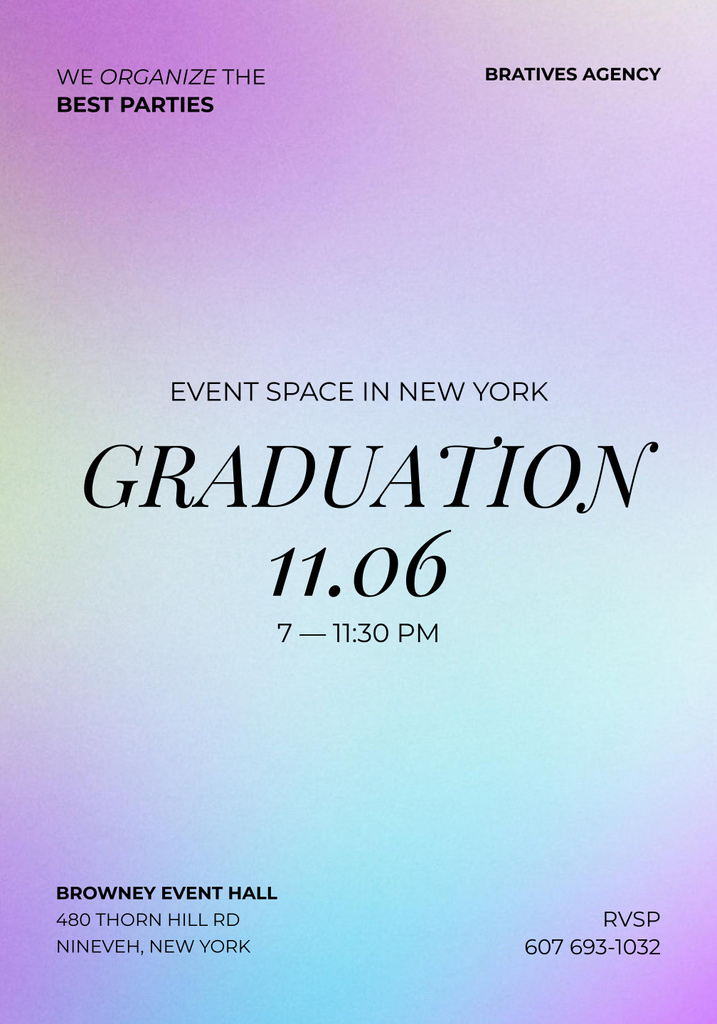 Graduation Party Announcement on Bright Gradient Poster 28x40in – шаблон для дизайну