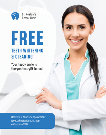 Free Teeth Whitening Service Poster 22x28in Design Template