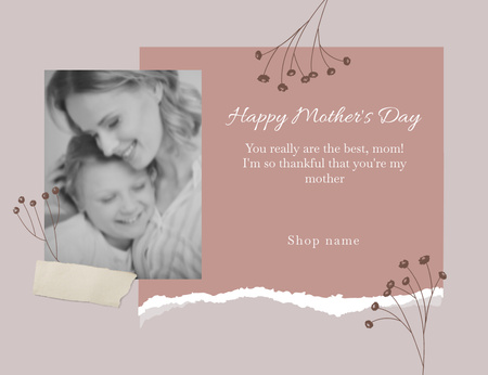 Platilla de diseño Mother with Little Kid on Mother's Day Thank You Card 5.5x4in Horizontal