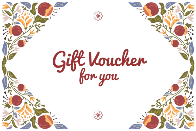 Szablon projektu Special Offer with Bright Floral Ornament Gift Certificate