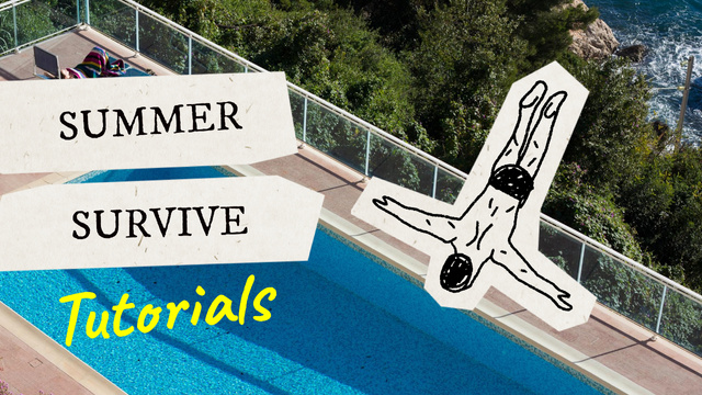 Plantilla de diseño de Drawn Character jumping into Swimming Pool Youtube Thumbnail 