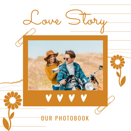 Roztomilá koláž milostného příběhu páru Photo Book Šablona návrhu