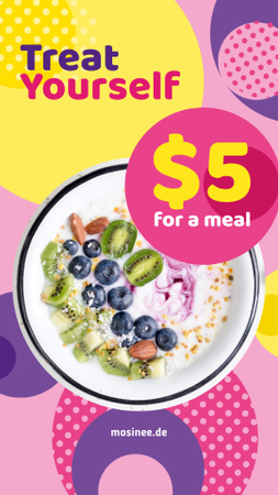Healthy Breakfast Meal with Cereals and Berries Instagram Story Design Template