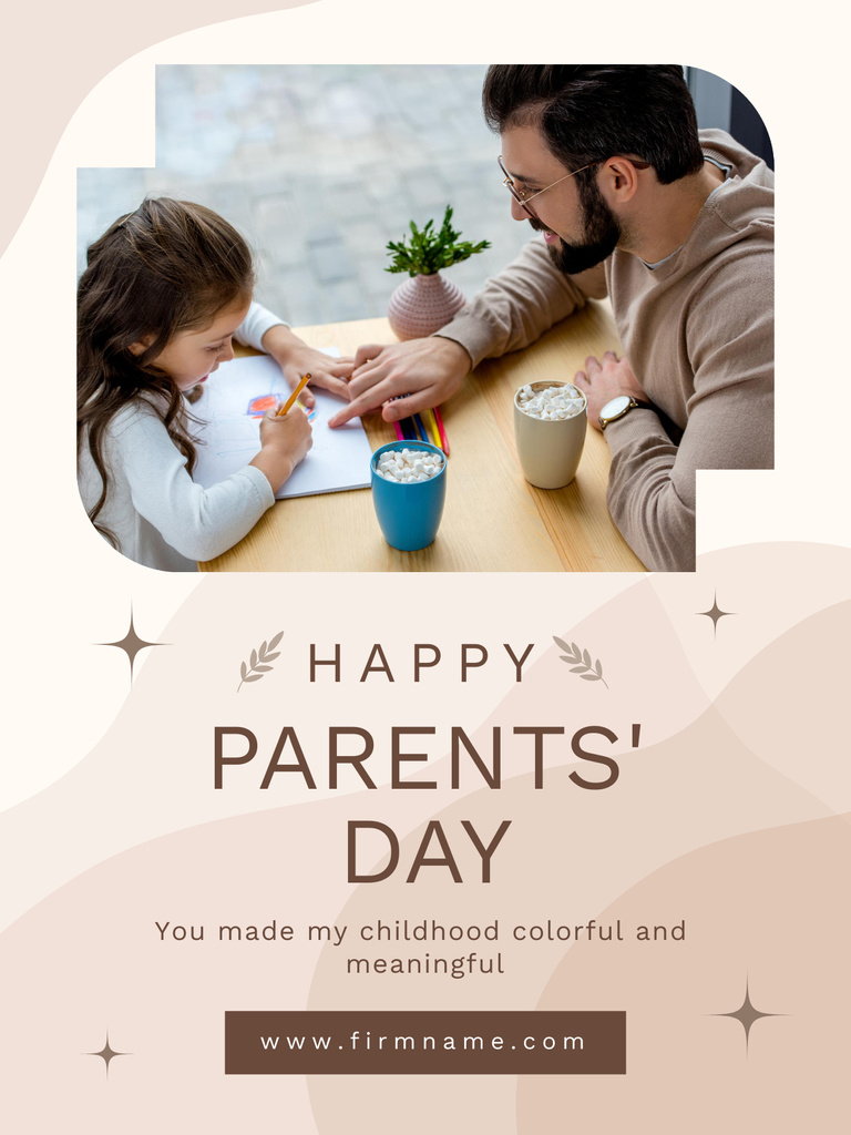 Parents' Day Holiday Greeting with Dad and Daughter Poster US Πρότυπο σχεδίασης