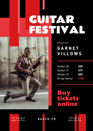 Modèle de visuel Music Festival Invitation with Man Playing Guitar - Poster