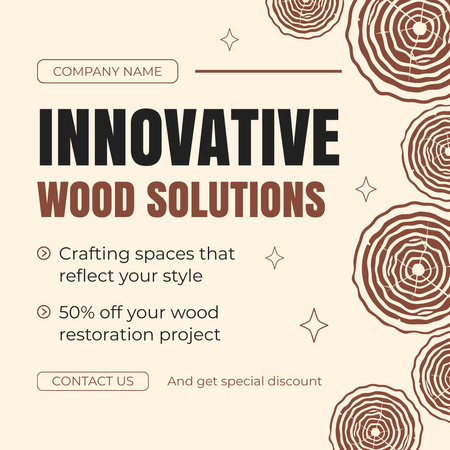 Ontwerpsjabloon van Instagram AD van Innovatieve timmer- en houtrestauratieservice met korting