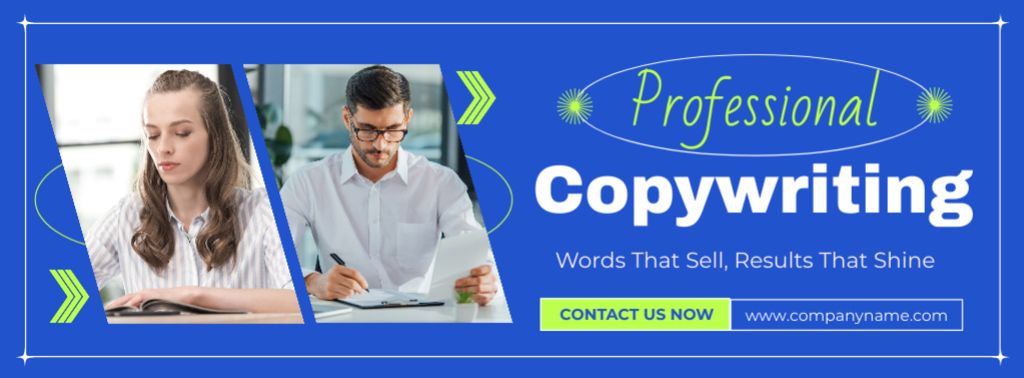 Efficient Copywriting Service Offer With Catchy Slogan Facebook cover Design Template