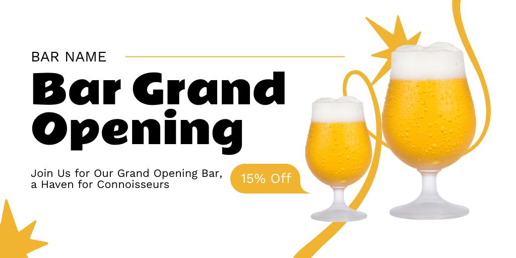 Best Bar Grand Opening With Discount Twitter Tasarım Şablonu