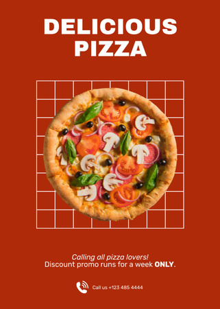 Designvorlage Delicious Mushroom Pizza Offer für Flayer