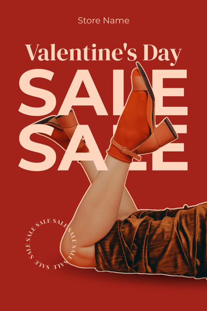 Women's Shoes Sale Announcement for Valentine's Day Pinterest Šablona návrhu