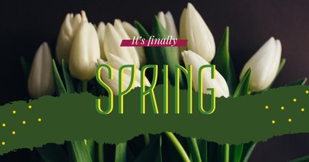 White tulips Spring bouquet Facebook AD Šablona návrhu