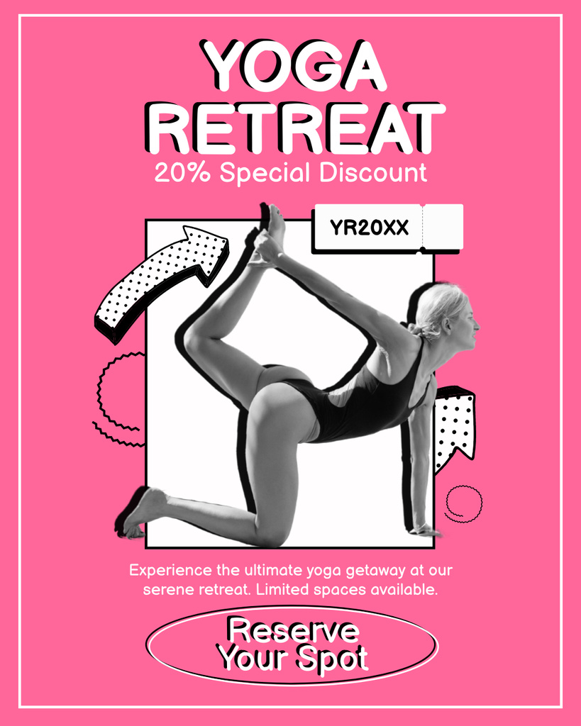 Template di design Promo Code Offer on Yoga Retreat Instagram Post Vertical