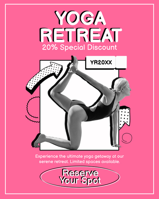 Promo Code Offer on Yoga Retreat Instagram Post Verticalデザインテンプレート