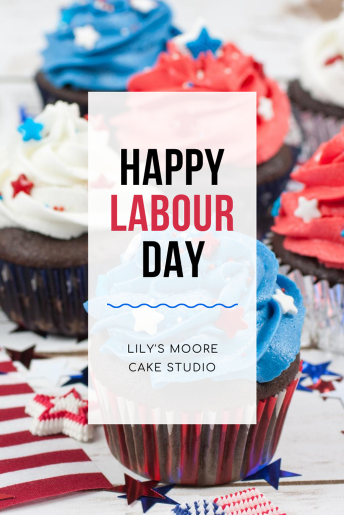 Thankful Labor Day Greetings with Cupcakes Postcard 4x6in Vertical Design Template