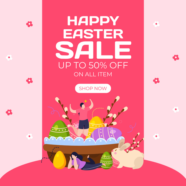 Modèle de visuel Beautiful Easter Sale Illustration - Instagram