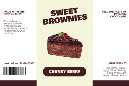 Sweet Berry Brownie Label Design Template
