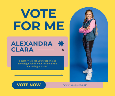 Mladá atraktivní afroamerická žena při hlasování Facebook Šablona návrhu