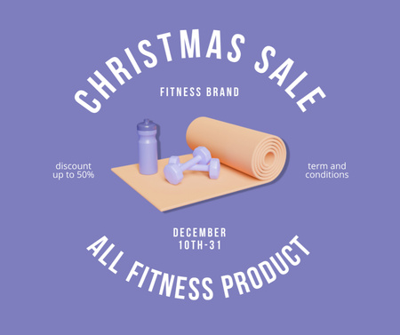 Christmas Sale Offer Dumbbells and Mat Facebook Design Template
