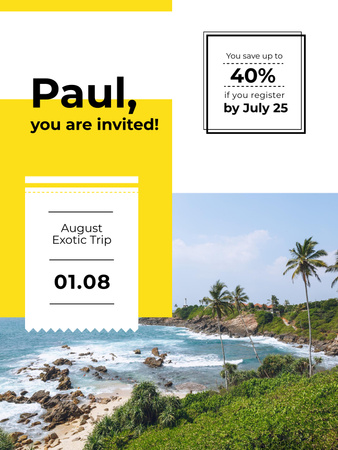 Summer Trip Offer Palm Trees at beach Poster US – шаблон для дизайна